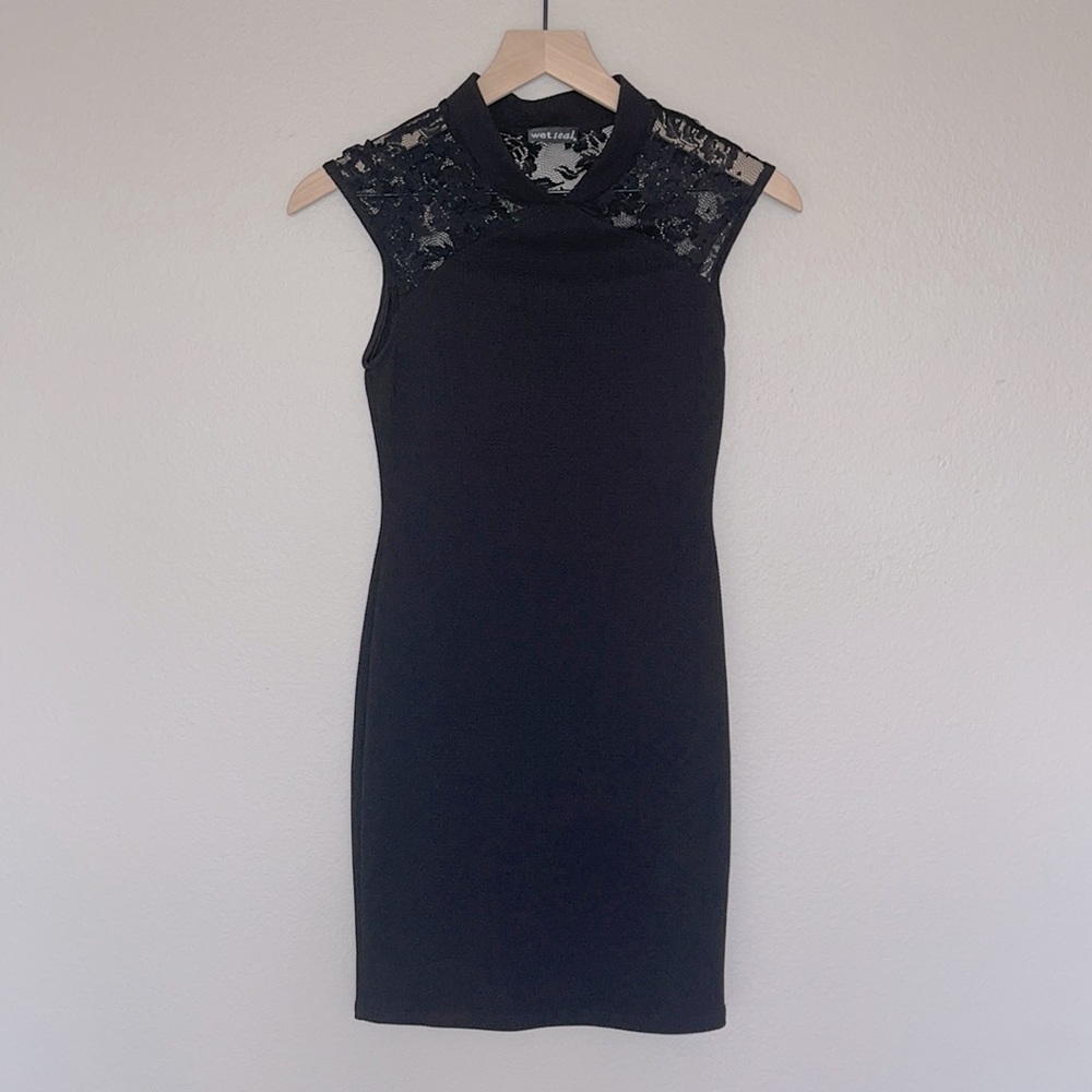 Wet Seal Black Lacey Bodycon Dress